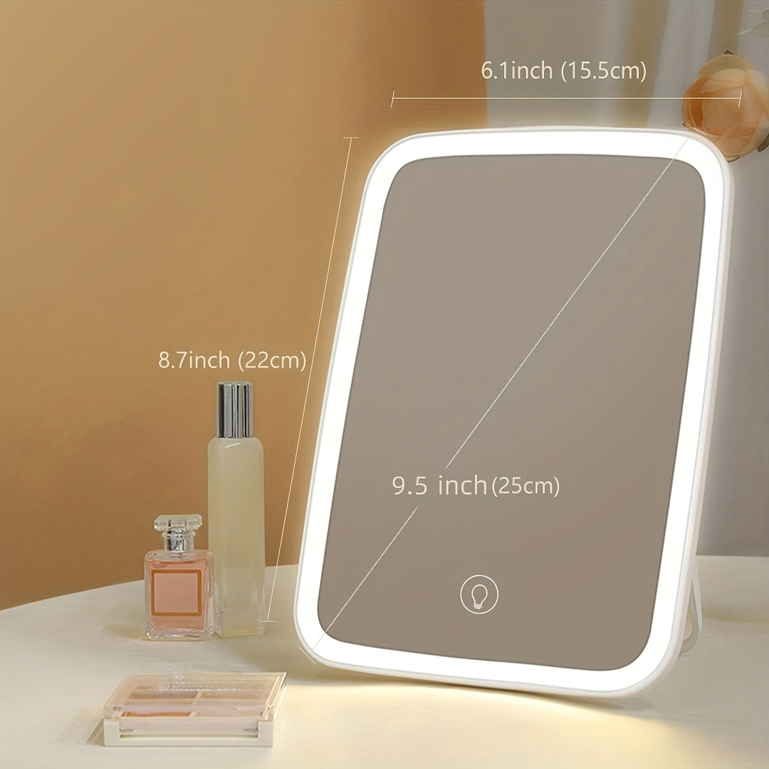 Portable LED Makeup Mirror with Touch Screen Dimming