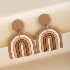 Colorful Ceramic Polymer Clay Loop Stud Earrings Sweet Lovely Candy Rainbow