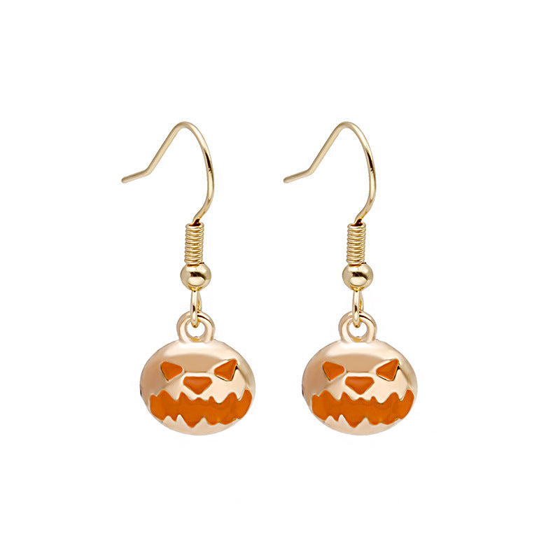 Halloween Pumpkin Head Earrings Oil Drip Alloy