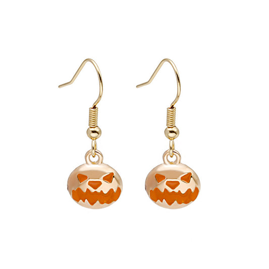 Halloween Pumpkin Head Earrings Oil Drip Alloy