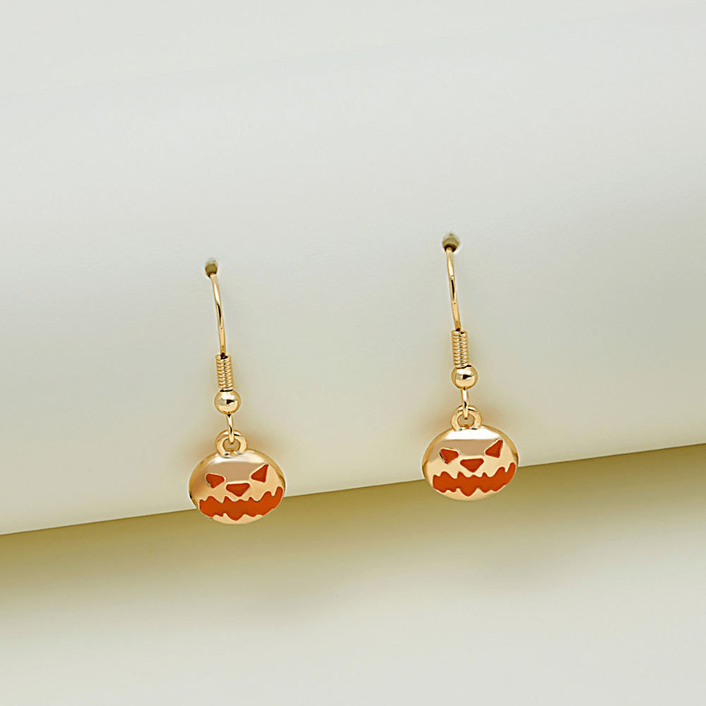 Halloween Pumpkin Head Earrings Oil Drip Alloy