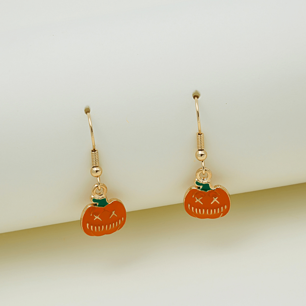 Halloween Pumpkin Head Earrings Oil Drip Alloy