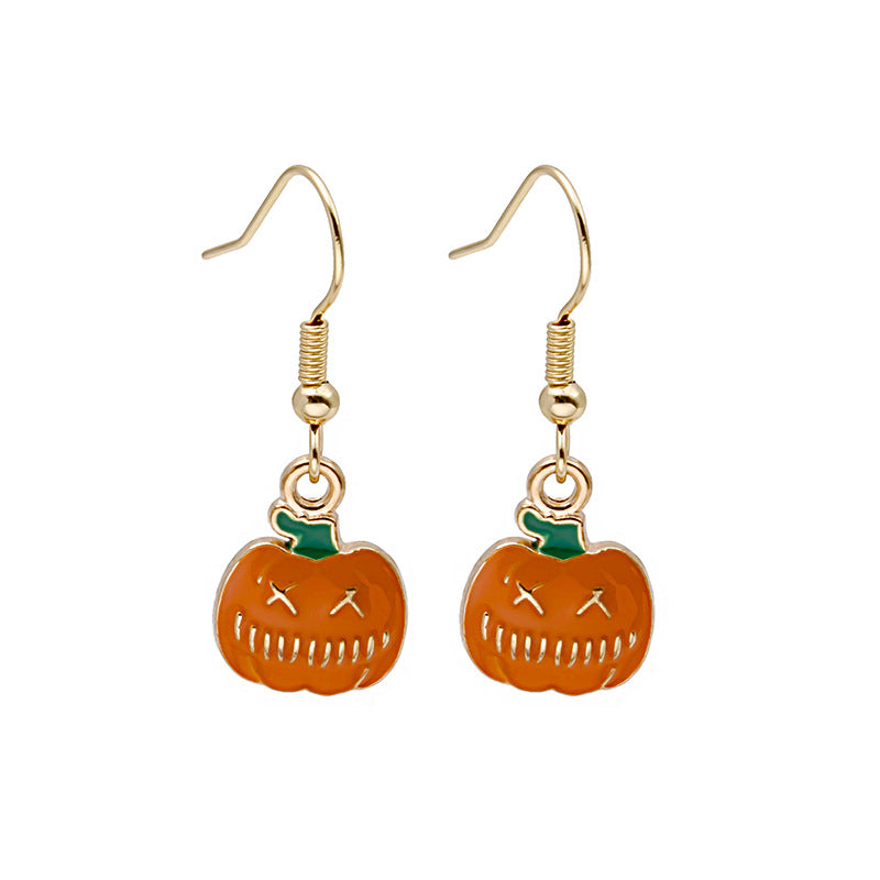Halloween Pumpkin Head Earrings Oil Drip Alloy