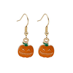 Halloween Pumpkin Head Earrings Oil Drip Alloy