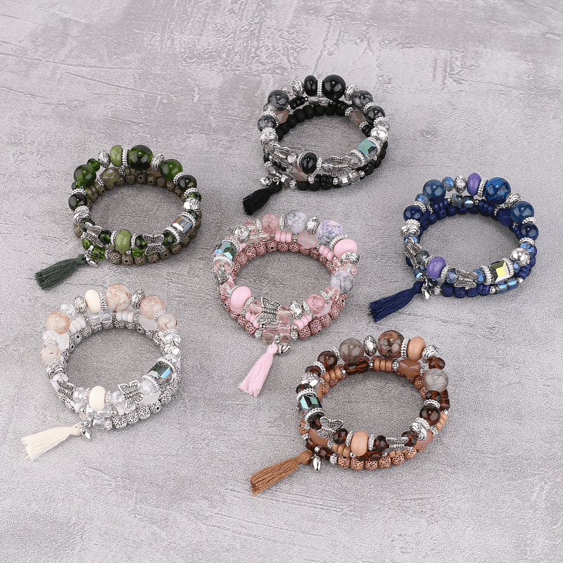 Bohemian Tassel Butterfly Bead Bracelet