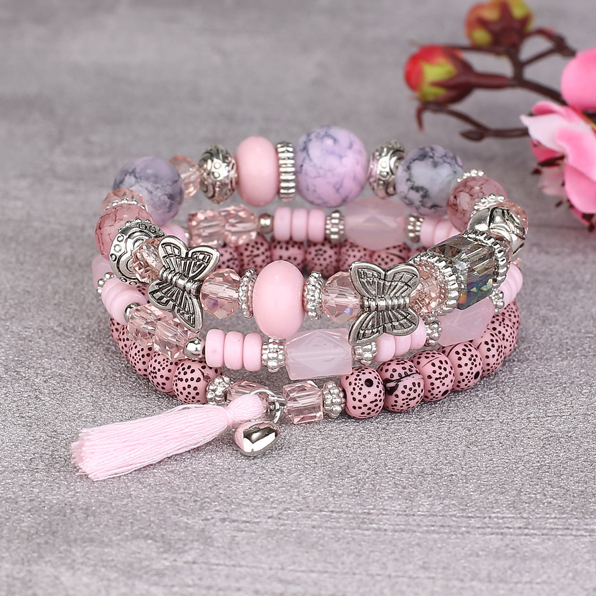 Bohemian Tassel Butterfly Bead Bracelet