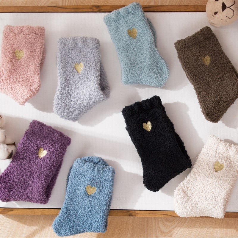 8 Pairs Women's Soft Heart Mid Tube Socks