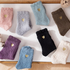 8 Pairs Women's Soft Heart Mid Tube Socks