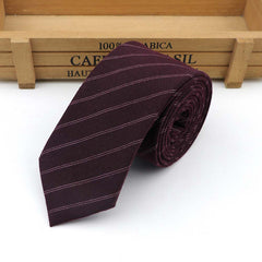 Mens Skinny Cotton Striped Pattern Neck Ties