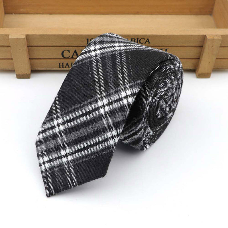 Mens Skinny Cotton Striped Pattern Neck Ties