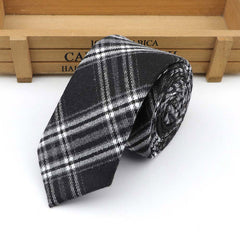 Mens Skinny Cotton Striped Pattern Neck Ties