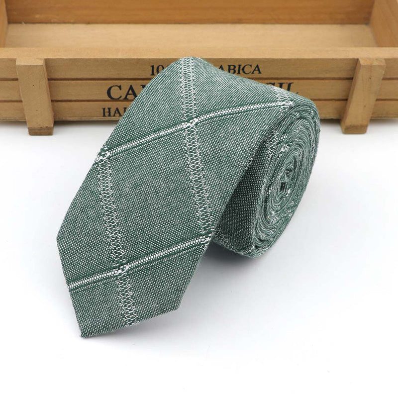 Mens Skinny Cotton Striped Pattern Neck Ties