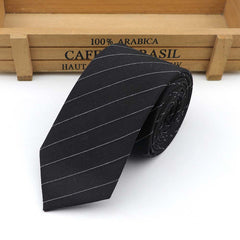Mens Skinny Cotton Striped Pattern Neck Ties