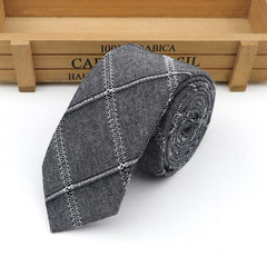 Mens Skinny Cotton Striped Pattern Neck Ties