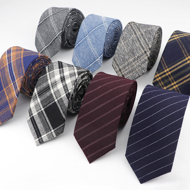 Mens Skinny Cotton Striped Pattern Neck Ties