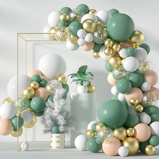 117pcs Green Golden Party Balloons Wedding Bachelorette Decorations