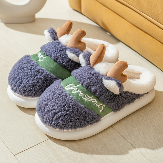 Men's Christmas Deer Warm Indoor Slippers