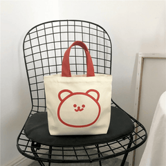 Cartoon Bear Handbag Lunch Box Bag Handle Canvas Bag