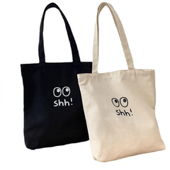 Women's Cartoon Eye & Letter Print Tote Bag Canvas Shoulder Bag