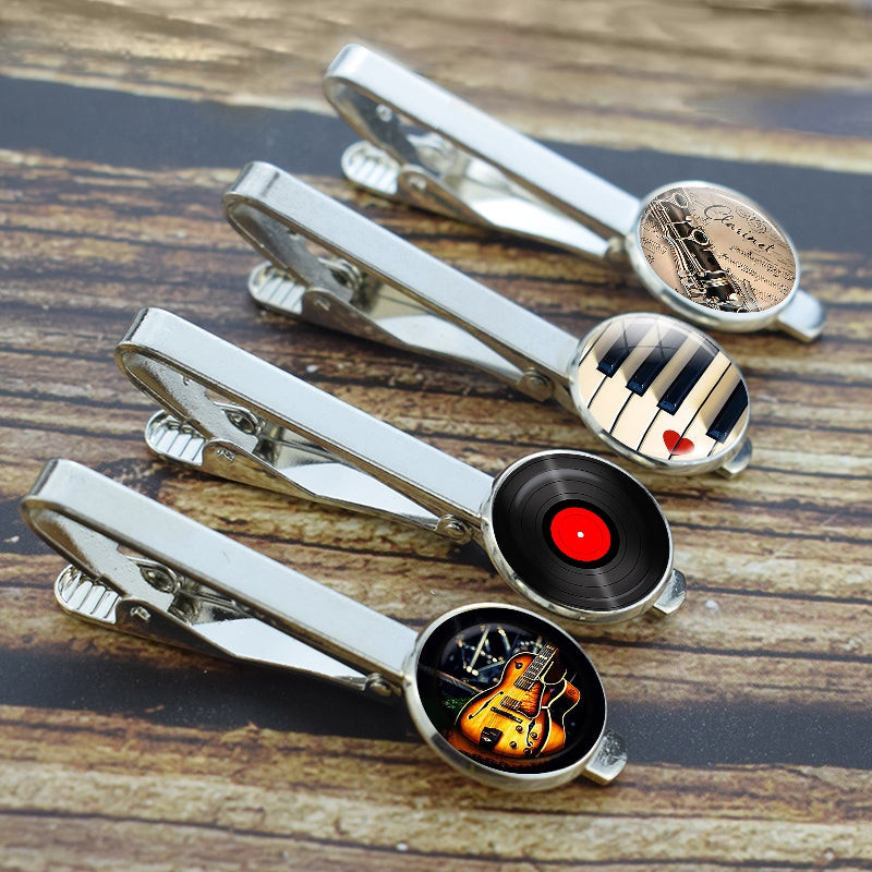 Guitar Tie Clips Set for Men's Formal Attire