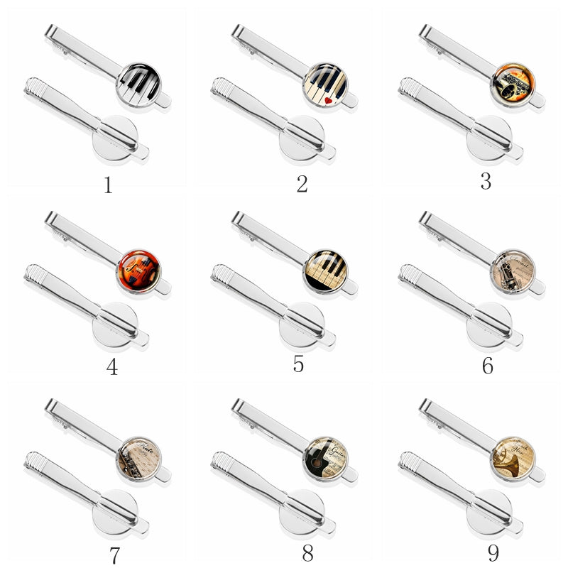 Guitar Tie Clips Set for Men's Formal Attire