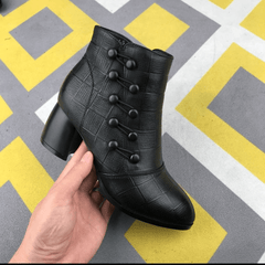Chunky Heeled PU Leather Ankle Boots Women's Footwear