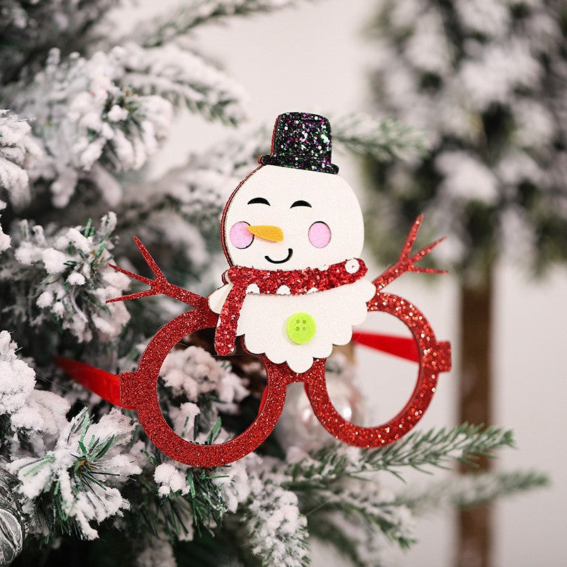 Christmas Santa Claus Snowman Glasses Year Party Decoration