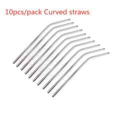 10pcs Stainless Steel Reusable Straws Set for Cocktails Milk Tea
