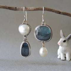 Vintage Metallic Silver Asymmetric Dangle Earrings