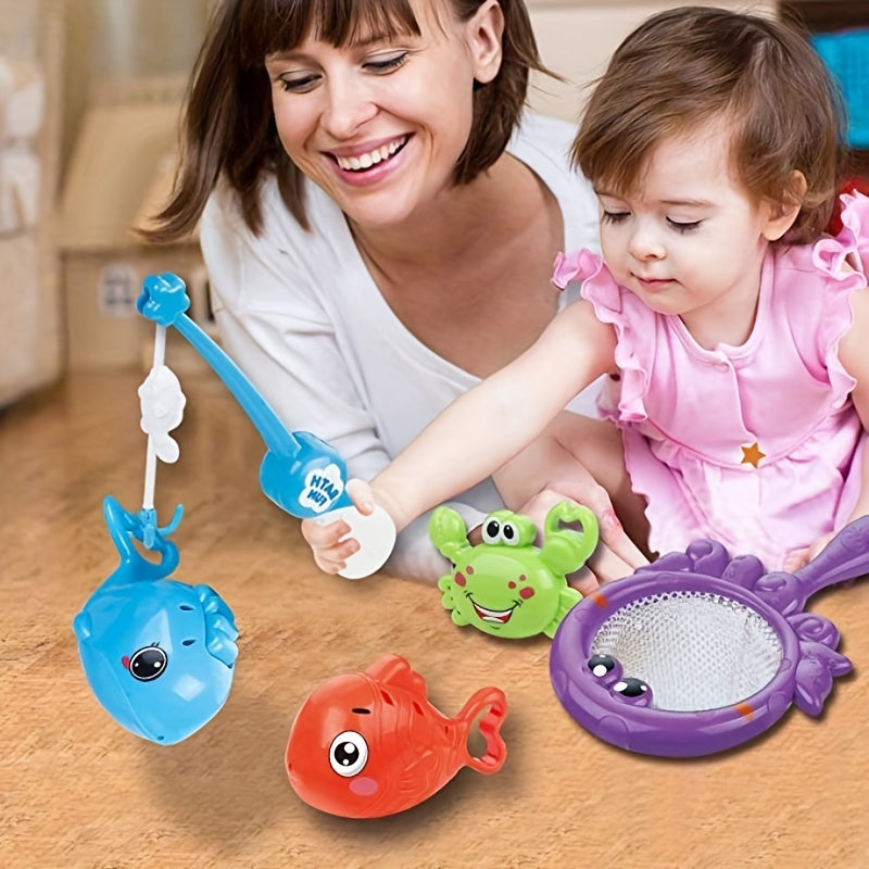 Kids Fishing Bath Toy Set with Fish Net and Spray Fish