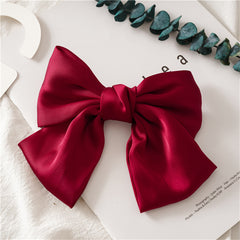 Big Satin Solid Bow Hair Clips Women Barrettes