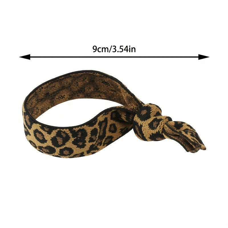 10pcs Rainbow Hair Rope Tie Hair Leopard Leather Band Head Rope