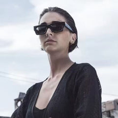 Vintage Small Square Sunglasses Wide Temple Stylish Women Sun Protection