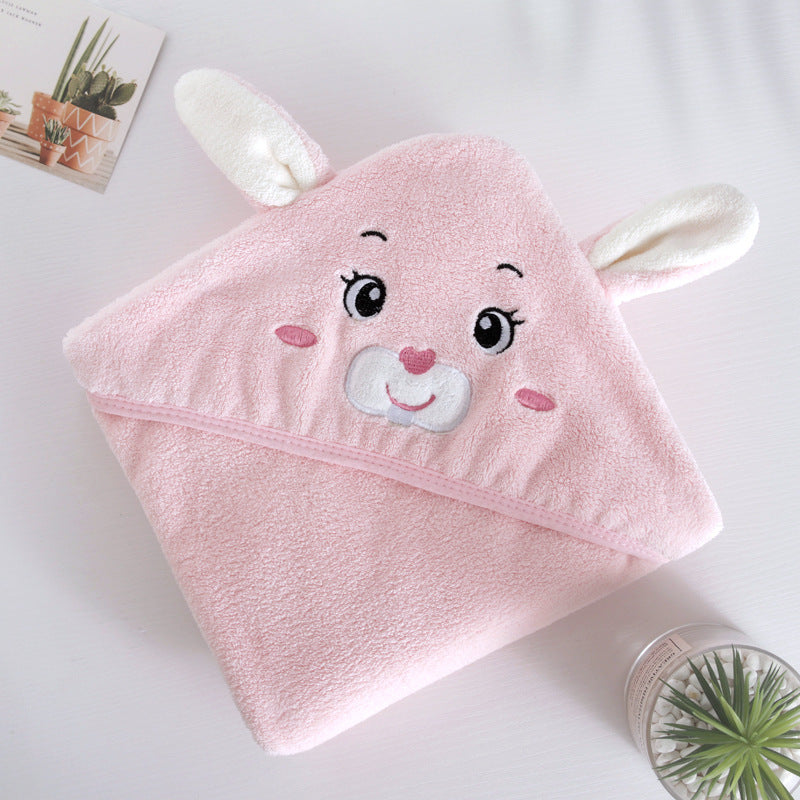 Cartoon Baby Hooded Towel Pink Deer Soft