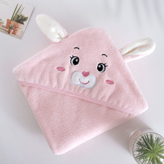 Cartoon Baby Hooded Towel Pink Deer Soft