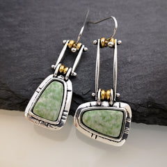 Turquoise Gemstone Stud Earring with Zircon Inlay
