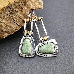Turquoise Gemstone Stud Earring with Zircon Inlay