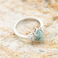 Turquoise Moissanite Engagement Wedding Rings