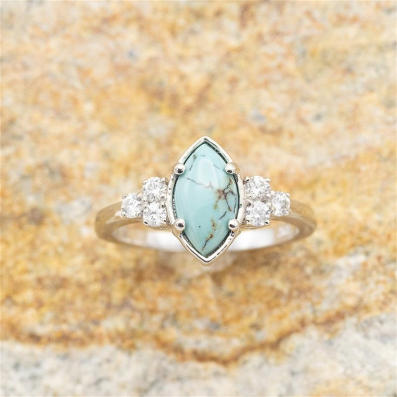 Turquoise Moissanite Engagement Wedding Rings