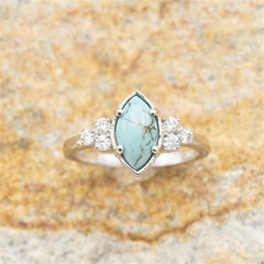 Turquoise Moissanite Engagement Wedding Rings