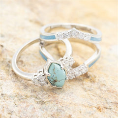 Turquoise Moissanite Engagement Wedding Rings