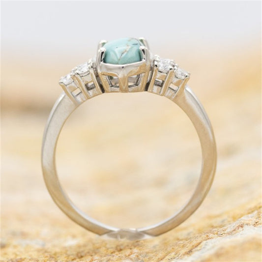 Turquoise Moissanite Engagement Wedding Rings