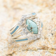 Turquoise Moissanite Engagement Wedding Rings