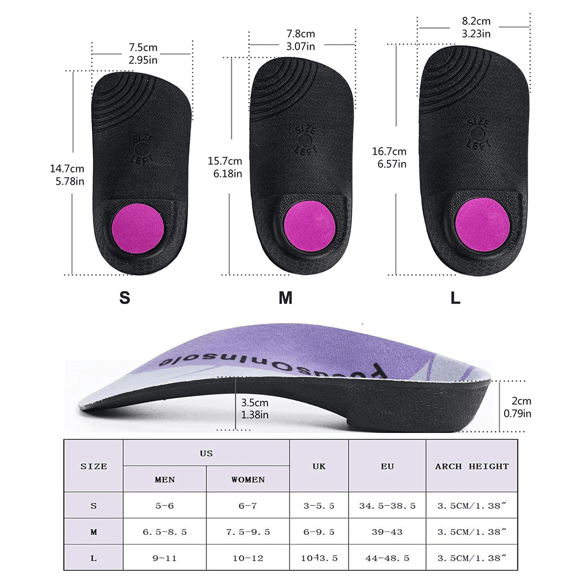 Arch Support Insoles for Plantar Fasciitis Relief Work Boots