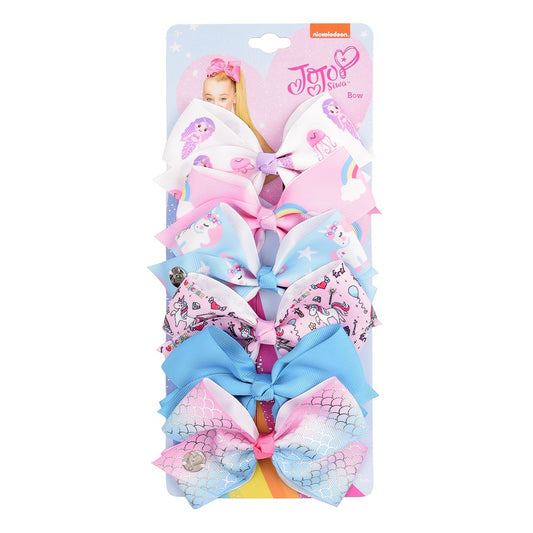 Bow Hair Clip Set 5 Inch 6pcs