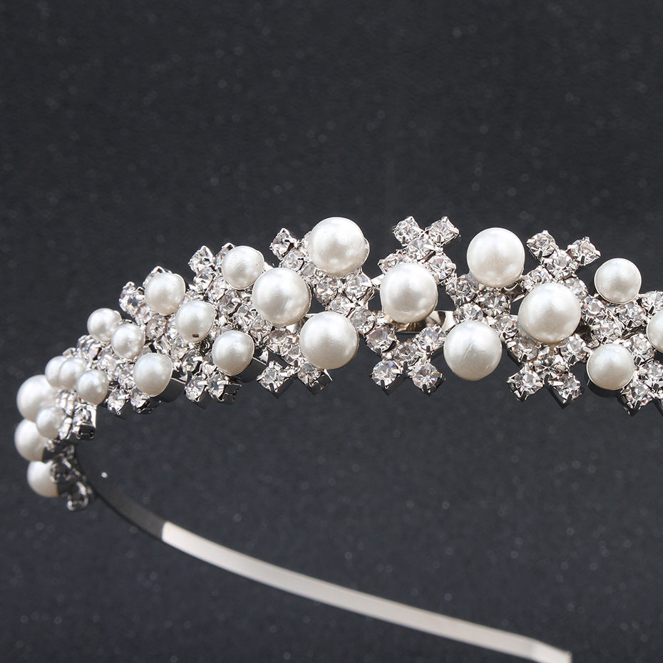 High-end Pearl Rhinestone Bridal Headdress Hair Hoop