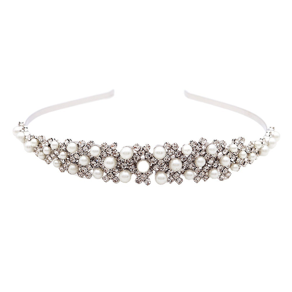 High-end Pearl Rhinestone Bridal Headdress Hair Hoop
