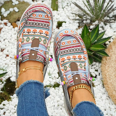 Women's Retro Flower Pattern Canvas Shoes Lightweight Outdoor Sneakers