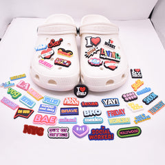 45pcs Phrase Series PVC Sandals Decoration Accessories