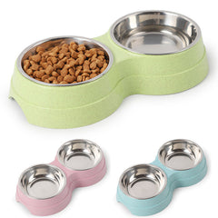 Stainless Steel Double Pet Bowls For Dogs And Cats Non Skid Base